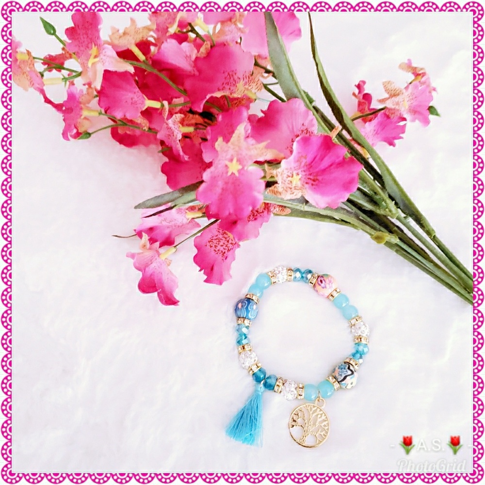 ⬇️$30 Tree of Life Bracelet Beads Blue Tassel